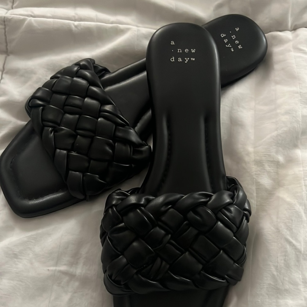 these black sandals that have been worn once if that! Very clean and new!